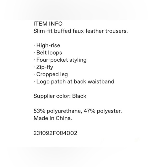 Anine Bing Womens Sonya Faux Leather Straight-Leg Pants SZ 32 NWT - Picture 8 of 13